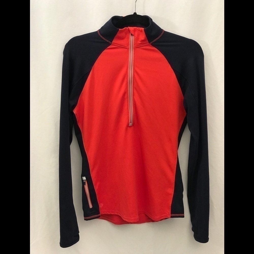 ATHLETA Running Wild Half Zip Pullover Red Navy S